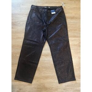 NWT Old Navy High Rise OG Loose Metallic Shimmer Jeans Women's Size 16 Black